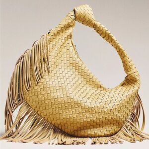 Anthropologie The Brigitte Fringe Satchel by Melie Bianco in Brown New Vegan